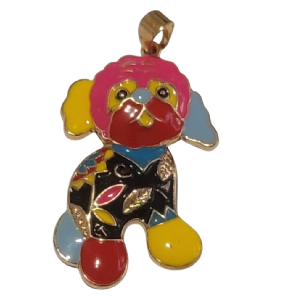 Betsey Johnson Rainbow Dog Pendant | Colorful Enamel Puppy Charm Gold Tone